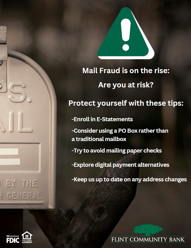 Flyer describing tips to stay safe from mail fraud